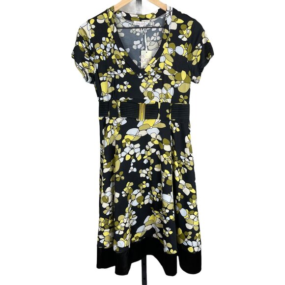 Lucy‎ Paris Retro Floral Fit & Flare Dress Black L - Picture 1 of 3